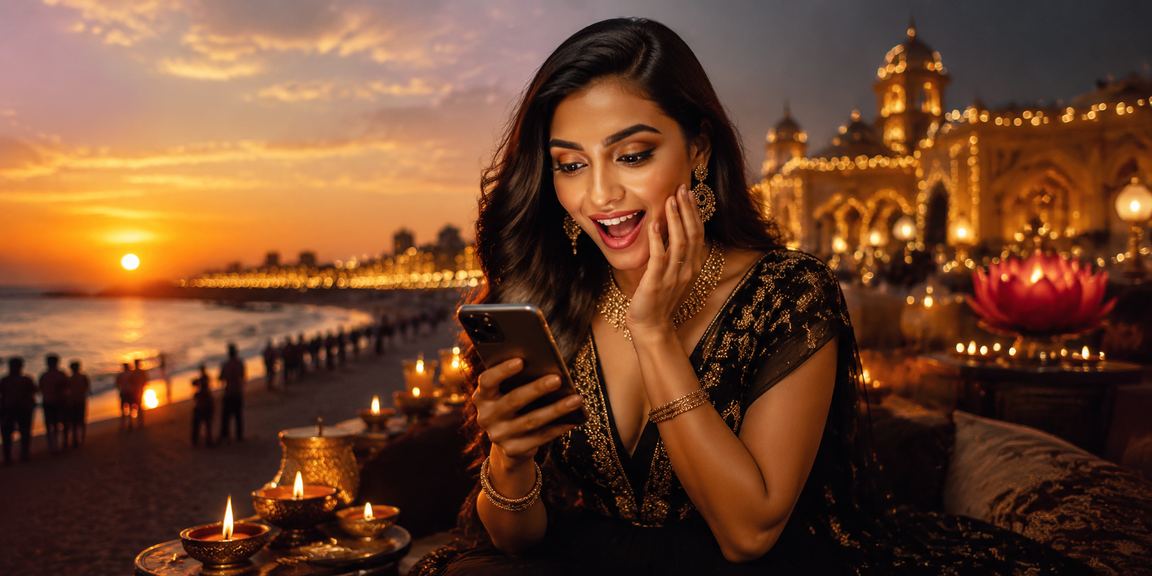 Diwali festival VIP casino gaming on a mobile device in Chennai